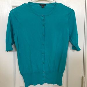 Ann Taylor Teal Short-Sleeve Sweater